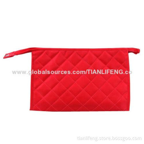 Fashionable Diamond Lattice Cosmetic Bag, Small and Light